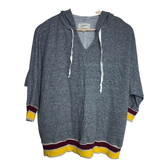 Current Elliott the cropped sleeve sweatshirt heather with stripe size 0 - Picture 1 of 6